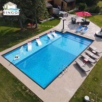Piscine modulaire contemporaine en fibre de verre de grande taille pour l'aménagement extérieur, les cours, les centres de villégiature et les enfants