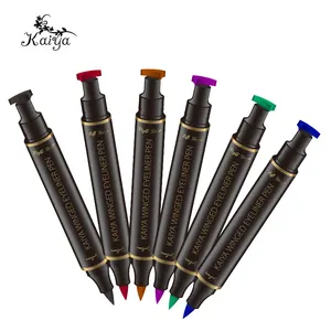 Beste Custom Make Hoge Pigment Liquid Eye Liner Vleugel Stempel Pen Links En Rechts Dual Ended Kleur Gevleugelde Eyeliner