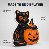 Décoration d'Halloween en plastique moulé par soufflage, chat noir et citrouille, ornement de fête extérieur, présentation de vacances
