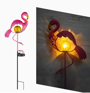 Lampes d'ambiance de <span class=keywords><strong>jardin</strong></span> à énergie solaire pour l'extérieur, décoratives en fer forgé, flamant rose, à insérer dans <span class=keywords><strong>le</strong></span> sol, lampes de pelouse - Product Image 4