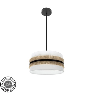 Lampada a sospensione in juta 1xE27 in bianco e nero, dimensioni 40x40 cm, ideale per illuminare e decorare spazi interni. - Product Image 1
