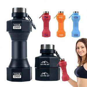 Eco-Friendly 650ml Creative Dumbbell Shape Foldable <b>Plastic</b> <b>Drinkware</b> Custom Logo Drinking Water Bottle - Product Image 1