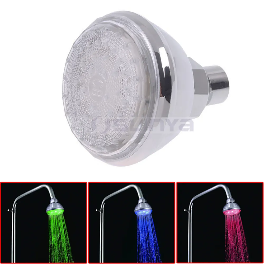 RGB น้ำอุณหภูมิหัวฝักบัว LED Light Shower