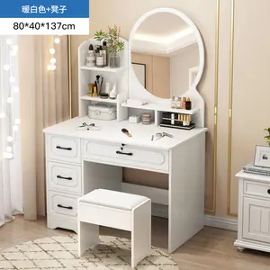 Großhandel modernen kleinen Haushalt weißen Schmink tisch mit LED für Schlafzimmer Waschtisch