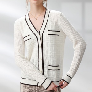 Classic Women's 100% Cashmere Anti-shrink <strong>Full</strong> Sleeve Crew Neck Slim Fit Knitted Casual Regular <strong>Length</strong> Autumn Winter <strong>Cardigan</strong> - Product Image 2