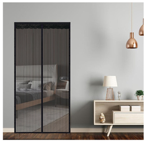 Cortina <span class=keywords><strong>para</strong></span> puerta con diseño <span class=keywords><strong>de</strong></span> rayas, agujeros <span class=keywords><strong>de</strong></span> diamante, Color negro, suave, magnético, mosquitera, gran oferta - Product Image 6