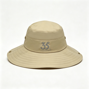 Chapeau de safari extérieur en maille respirante kaki à large bord, protection UV, avec sangle de menton réglable, unisexe, imprimé lettres - Product Image 3