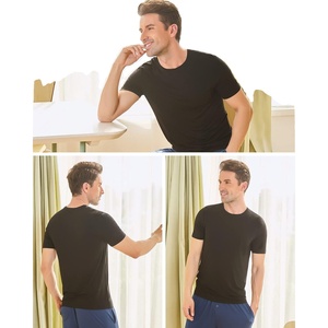 Pyjamas pour hommes, sous-vêtements en viscose de bambou personnalisés pour hommes, t-shirts à manches courtes unis, doux et confortables, vêtements de détente, sous-vêtements pour hommes - Product Image 2