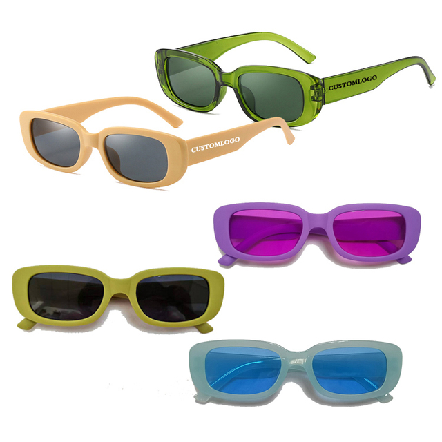Bulk Stock Private LOGO Cheap Promotional Brand Sunglasses Custom Rectangular 2024 New Design Cool Color Plastic Unisex Sunglass