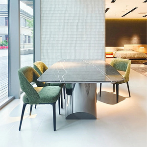 Ensemble <span class=keywords><strong>de</strong></span> chaises <span class=keywords><strong>de</strong></span> salle à manger nordique moderne à dossier haut en bois massif tissu en cuir <span class=keywords><strong>4</strong></span> chaises pour bureau à domicile parc Designer Table à manger meubles - Product Image 2