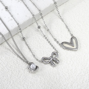 Nuevo Estilo Collar Clásico de Concha con Corazón, Joyería al por Mayor, Collar con Colgante de Cadena de Perlas de Acero Inoxidable para Mujer - Product Image 1