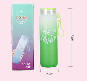 Botol Air Kaca Borosilikat Tinggi 400ML untuk Pasangan, Motif Huruf Hello Master, Warna Gradasi Berwarna-warni, Model Frosted, Cocok untuk Perjalanan - Product Image 6