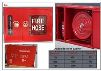Armoire anti-feu rouge à double porte 1050*750*250mm en acier au carbone (1,0mm) avec enrouleur de tuyau d'incendie 1''x30m, extincteur à poudre sèche