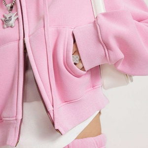 Custom Logo Acid Wash Hoodie for Women Thick Fleece <b>Thermal</b> Crop <b>Tops</b> with Double Zipper Vintage Oversized Zip Hoodie for Winter - Product Image 6