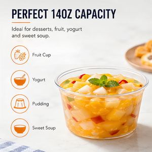 Bol à salade jetable 14 oz, vaisselle en PET épaissi transparente pour fêtes - Product Image 2