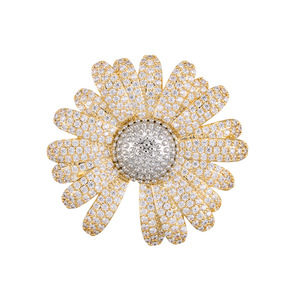 Flower Brooch Copper Alloy Micro Inlay Zircon Daisy Shape Women's Party Accessory - Product Image 5