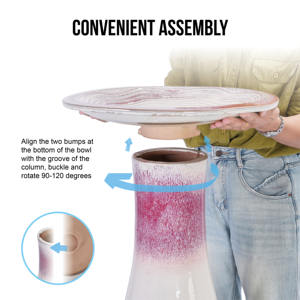 Gratis verzending US voorraad 3-daagse snelle verzending Moderne keramische vogelbad voor patio & huis tuin Roze Ombre Lichtgewicht Buitengebruik - Product Image 4