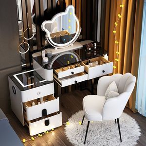 Toeletta Intelligente con Ricarica Wireless, Stile Nordico di Lusso Leggero, Moderna Minimalista Multifunzionale in Legno Massello per Camera da Letto - Product Image 6
