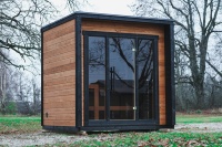 Sauna de Vapor Húmedo Moderna Personalizada para Exteriores, de Leña, para 4 Personas, con Ducha, Control por Computadora, Ventanas Transom, 6KW