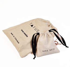 Emballage de bijoux en soie et lin velours de coton, satin, daim et coton, logo personnalisé bon marché, sac à poussière de luxe avec cordon pour sacs à main et vêtements - Product Image 2