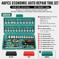 Coffret d'Outils Professionnel Qualité Compétition 46 Pièces, Douilles Standard pour Réparation Voitures, Vélos, Motos – Clé à Cliquet à Dégagement Rapide OEM