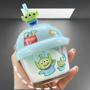 Tazza in Vetro a Forma di Orso Fragola, con Cannuccia Spessa, Antigoccia, Sigillata, Mini Tazza Carina per Bambini, per Colazione, Latte, Souvenir - Product Image 5