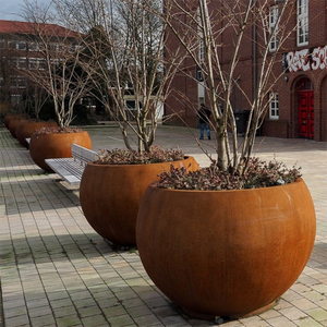 Maceta de jardín Popular en Europa, esferas geométricas para exteriores, globo de acero Corten, macetas para árboles, bloque de jardín, decoración verde - Product Image 5