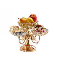 Licht luxe Scandinavische glazen meerlaagse fruitplank, gedroogd fruit vijf-vakjes schaal voor huishoudelijk gebruik in de woonkamer, licht luxe dienblad