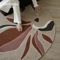 BACKTO Home Furnishing Neuer Gewebter Teppich im Chinesischen Stil, Südostasiatischer Runder Moderner Woll-Ananas-Schlaufen-Teppich mit Orientalischem Vintage-Druck
