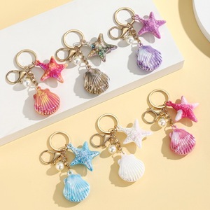 Llavero Colgante Creativo con Diseño Degradado de Vida Marina, Conchas y Estrellas de Mar, Colorido y Bonito, Estilo Oceánico, Decoración para Coche o Bolso - Product Image 3