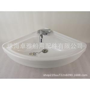 Lavabo triangulaire en céramique blanche et acrylique pour camping-car/yacht 380*380*180mm Modèle GR-Y003 - Product Image 1