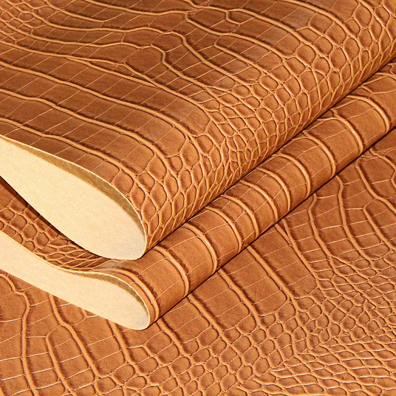 Fabric Crocodile Synthetic Leather Faux PVC For Bags Crocodile PU Leather Fabric Low MOQ Metal Clothing Tag Crocodile Leather