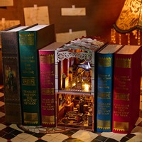 Hamaileon DIY Miniature Maison Kit 3D Puzzle en bois pour maison de poupée Livre Nook Kits pour étagère Décor Style Modèle Jouet