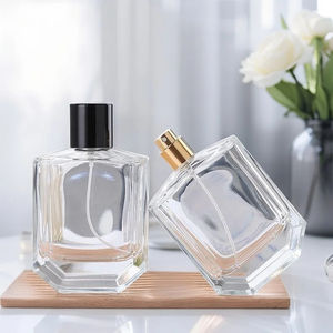 Botella de Perfume de Vidrio Transparente de Alta Calidad de 100 ml, Diseño Cuadrado Único y Plano, con Tapa, para Hombre y Mujer - Product Image 4