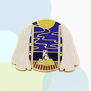 Wholesale Metal Pins Supplier Glitter Brooch Anime Enamel Pin Night Sky Starry Cat Lapel Badge Manufacturer Custom E