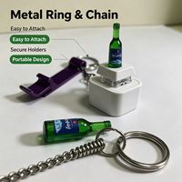 Porte-clés Mini Bouteille de Vin LED avec Son de Clic Clapotant, Jouet Anti-Stress, Pendentif de Sac Portable, Décoration de Bureau