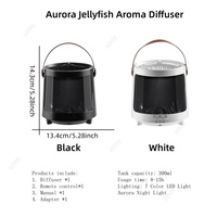 Humidificateur d'air OEM Usine Jellyfish avec lumière de nuit Aurora colorée et simulation de flamme 3D pour chambre à coucher