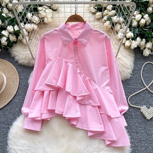 Blusa de manga larga con volantes para mujer, top informal y holgado para otoño - Product Image 2