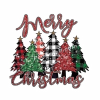 Vente chaude Joyeux Noël T-Shirt Design Appliques d'arbre de Noël lavables avec Hotfix Technique
