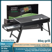Barbecue portable d'extérieur au charbon de bois, gril pliant, ensemble complet pour la maison, four à barbecue, gril à charbon, table de barbecue en gros