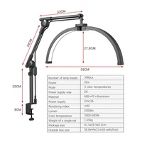 Lampe de table pliable 2032 pour manucure, demi-lune, pour nail art, intensité réglable, pour salon de beauté, lampe de travail LED à économie d'énergie pour ongles