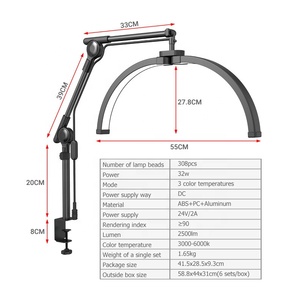 2032 Foldable Manicure Half Moon Gel Nail Art Desk Light Dimmable Beauty Salon Table Working Lamp Energy Save Led Lamp for Nail - Product Image 2