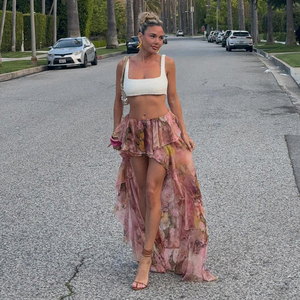 กระโปรงมินิสั้นลายดอกไม้ฤดูร้อนปี 2026 ผ้าลูกไม้ ระบายอากาศได้ดี นุ่มสบาย ทรงเอไลน์ แต่งขอบสีตัดกัน - Product Image 1