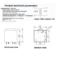 Transformador de potencia enchufable directo aislado Micro encapsulamiento sellado impermeable a prueba de humedad 220V entrada 12V/9V frecuencia de salida 50Hz