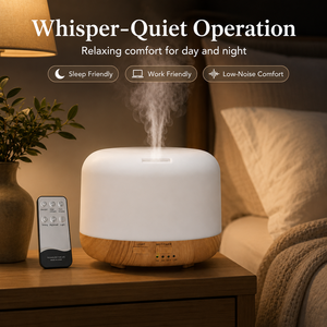 Difusor de Aromaterapia Eléctrico Popular de Bajo Ruido, 500 ml, con Marco Decorativo de Madera, Control de Temporizador, Humidificador de Vapor Frío para el Hogar y Hoteles - Product Image 1