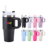 Gobelet en acier inoxydable à double paroi de 14oz, tasse de voyage isolée sous vide sans BPA avec poignée pour boissons chaudes/froides, logo personnalisé
