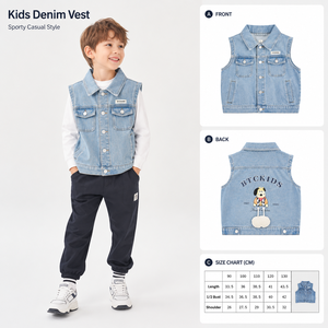 Gilet en jean <span class=keywords><strong>sans</strong></span> <span class=keywords><strong>manches</strong></span> pour garçons, motif dessin animé, respirant, décontracté, avec boutons, poches, printemps-automne - Product Image 5