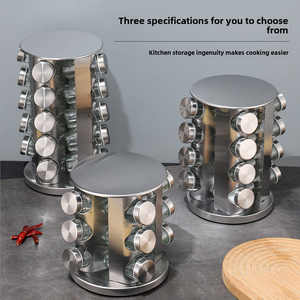 Juego de tarros de especias giratorios de acero inoxidable giratorios de venta superior con estantes Organización de estantes de almacenamiento de botellas de condimentos para gabinete - Product Image 2