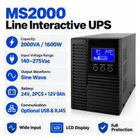 Nobreak UPS 2000VA 1600W Monophasé Interactif en Ligne Onde Sinusoïdale Pure 60Hz Batterie Externe pour Appareils Électroménagers et Ordinateurs