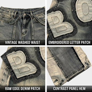 Fabricante de <span class=keywords><strong>Jeans</strong></span> de Mezclilla Azul Pizarra Personalizados de Primera Calidad |   Pátina Dirty Wash de 14 oz |   Panel Lateral <span class=keywords><strong>Serie</strong></span> Archive Atelier Boutique OEM ODM - Product Image 2